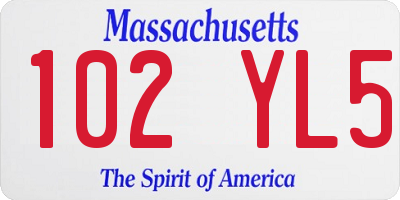 MA license plate 102YL5
