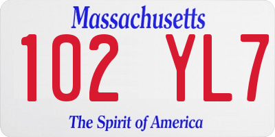 MA license plate 102YL7