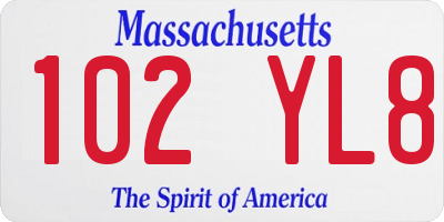 MA license plate 102YL8