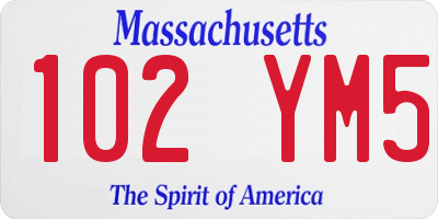 MA license plate 102YM5