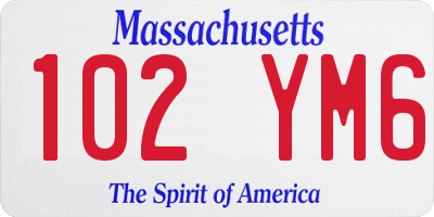 MA license plate 102YM6