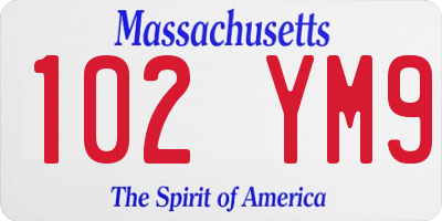 MA license plate 102YM9