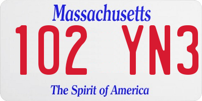 MA license plate 102YN3