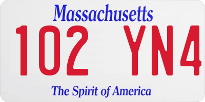 MA license plate 102YN4