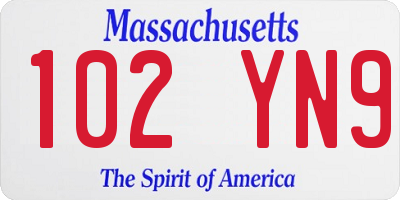 MA license plate 102YN9