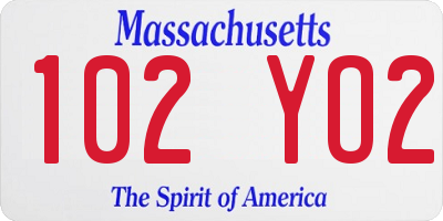 MA license plate 102YO2