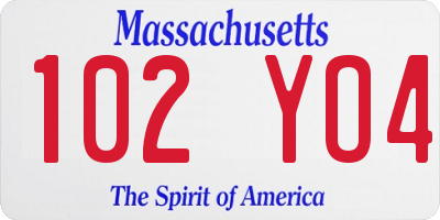 MA license plate 102YO4