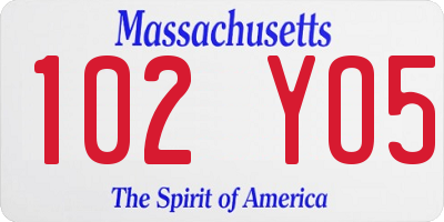 MA license plate 102YO5