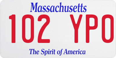 MA license plate 102YP0