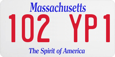MA license plate 102YP1