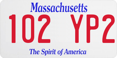 MA license plate 102YP2