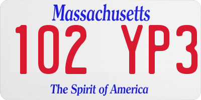 MA license plate 102YP3