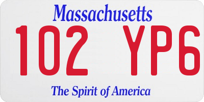 MA license plate 102YP6