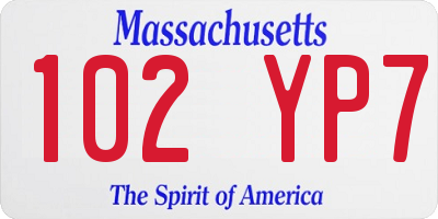 MA license plate 102YP7