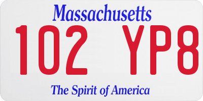 MA license plate 102YP8
