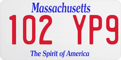 MA license plate 102YP9
