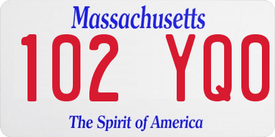 MA license plate 102YQ0
