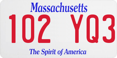 MA license plate 102YQ3