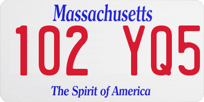 MA license plate 102YQ5