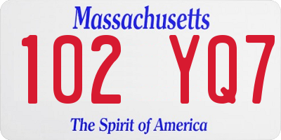 MA license plate 102YQ7