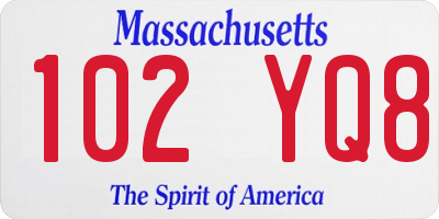 MA license plate 102YQ8