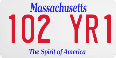 MA license plate 102YR1