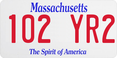 MA license plate 102YR2