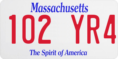 MA license plate 102YR4