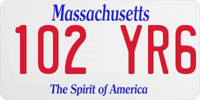 MA license plate 102YR6
