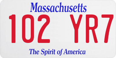 MA license plate 102YR7