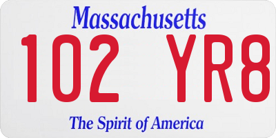 MA license plate 102YR8