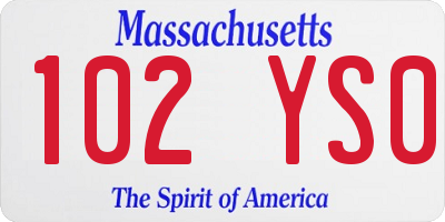 MA license plate 102YS0