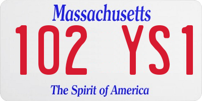 MA license plate 102YS1