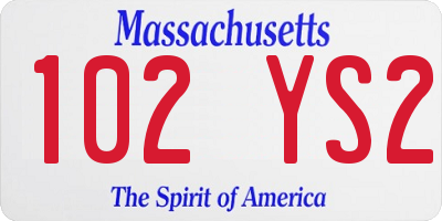 MA license plate 102YS2