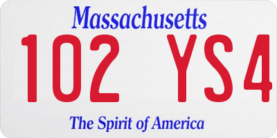 MA license plate 102YS4