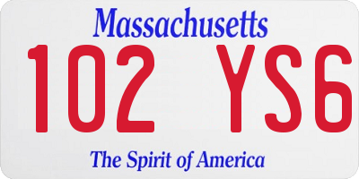 MA license plate 102YS6