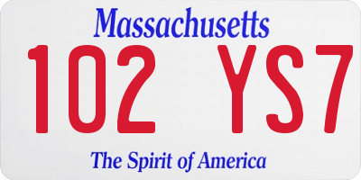MA license plate 102YS7