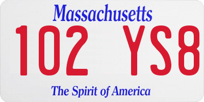 MA license plate 102YS8