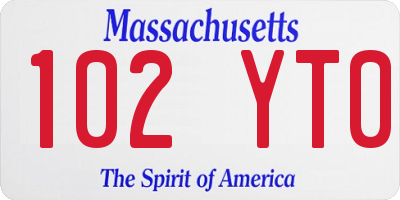MA license plate 102YT0