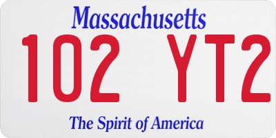 MA license plate 102YT2