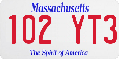 MA license plate 102YT3