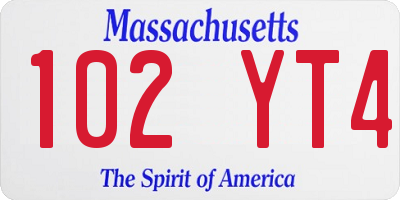 MA license plate 102YT4