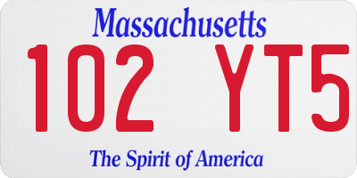 MA license plate 102YT5