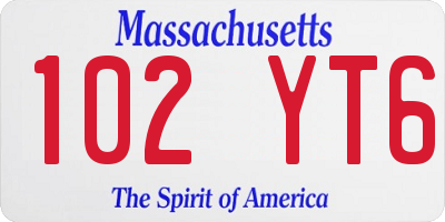 MA license plate 102YT6