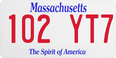 MA license plate 102YT7