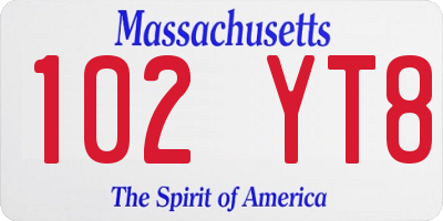 MA license plate 102YT8