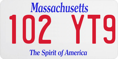 MA license plate 102YT9