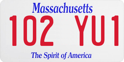 MA license plate 102YU1