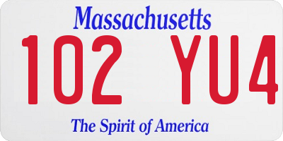MA license plate 102YU4