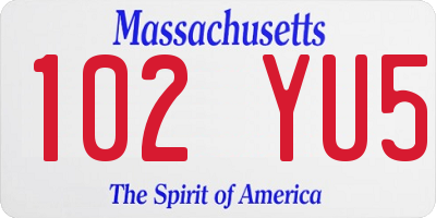 MA license plate 102YU5